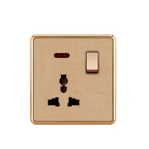 Sirode T4 Series British Standard Modern Gold Color Luxury 1 Gang 13A Multifunction Electric Wall Switched Socket For Home