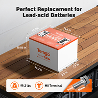 Baterai Mobil Golf TEMGO Lifepo4 Baterai Lithium 100ah 48v 72v 36v untuk Kendaraan Listrik