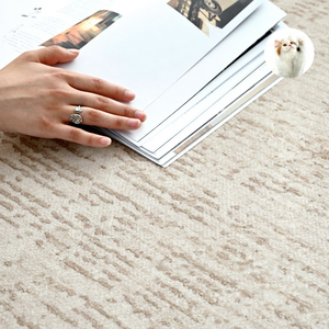 EiffelHome Solid Color Striped Polyester Square Medium Pile Carpet Waterproof Dirt-Resistant Washable Modern Living Room Rug - Product Image 3