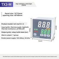 Thermostat numérique intelligent TX3-M 72 72mm avec affichage numérique, entrée K J PT100, sortie relais SSR, contrôle PID, 220V, plastique, OEM/ODM