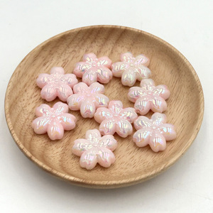 Color 22mm Milkshake Two-color Luminous Cherry Blossom Beaded <b>Acrylic</b> Flower Beads DIY Mobile Phone Chain Necklace Accessories - Product Image 3