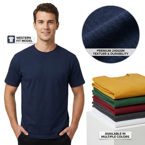 Camiseta de Algodón Grueso de 230 g/m² con Logotipo Personalizado, Talla Europea, Oversize, Lisa, para Hombre, de Alta Gama, 100% Algodón, Color Azul Marino - Product Image 1