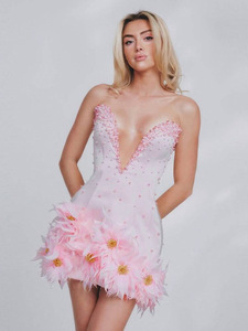 <span class=keywords><strong>Robe</strong></span> <span class=keywords><strong>de</strong></span> <span class=keywords><strong>soirée</strong></span> <span class=keywords><strong>courte</strong></span> Bettergirl 2026, nouvelle collection, faite à la main, avec paillettes roses et plumes, dos nu, <span class=keywords><strong>moulante</strong></span>, sexy, <span class=keywords><strong>blanche</strong></span>, pour <span class=keywords><strong>soirée</strong></span> - Product Image 2