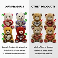 Boneka Teddy Bear Hati I Love You yang Dapat Disesuaikan, Bantal Isi Busa Memori Berpinggiran Rumbai, Hewan Boneka Super Lembut untuk Hadiah Ulang Tahun