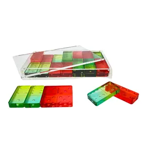 Wholesale Custom Acrylic Colored domino game Sublimation Blank Dominoes Chip Set