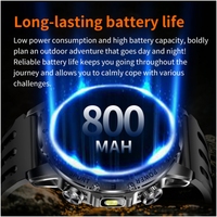 Montre connectée AK92 avec lampe torche extérieure, écran 1,53'', batterie 800 mAh, étanche, montre de sport, Reloj Inteligente, tracker de santé pour hommes