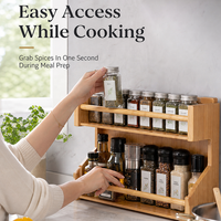 Étagère à épices en bambou à 2 niveaux de qualité supérieure pour comptoir de cuisine, étagère à condiments double couche pour armoire et rangement de bar à café