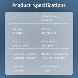 原装BM1733a 15.36tb适用于MZ-WM515T0 U.2 PCIe3.0新2.5英寸外部固态硬盘NVMe服务器写入密集型磁盘中国制造 - Product Image 4