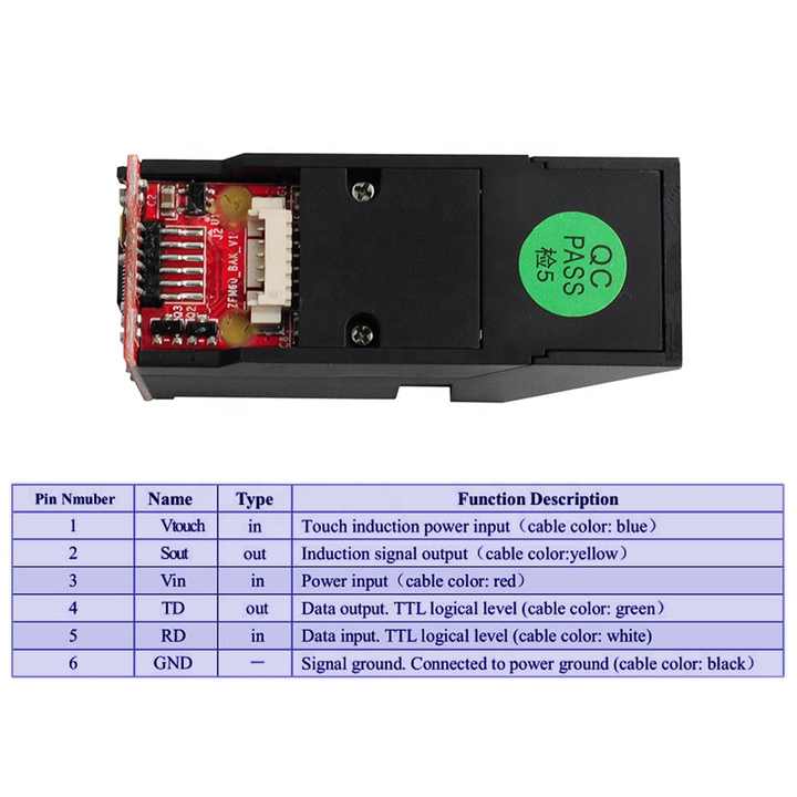 Modulo Sensore Impronte Digitali - Capacitivo Circolare - 500 Impronte Memorizzabili - Alta Precisione