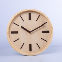 Jam Dinding Kayu Pinus Netral Hangat Modern Modular Hening Dekoratif Bentuk Persegi Jam Dinding Kayu