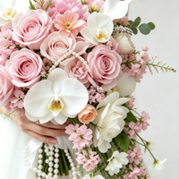 Buket Pengantin Romantis Buatan Tangan dengan Warna Kustom untuk Acara Bridal Shower, Hari Valentine, dan Thanksgiving yang Realistis