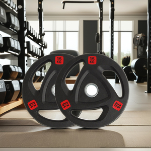 Discos de Peso con Agarre Triple de Goma para Barra - Equipo de Gimnasio Antideslizante y Duradero para Levantamiento de Pesas Profesional - Product Image 3