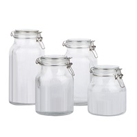 Pot de stockage d'épices en verre transparent de qualité supérieure de 1250ml 1650ml 2100ml 2500ml avec couvercle à clip pour l'organisation de la cuisine