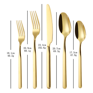 Ensemble de 5 couverts brillants en acier inoxydable, plaqué or, pour fêtes, restaurants et hôtels - Product Image 6