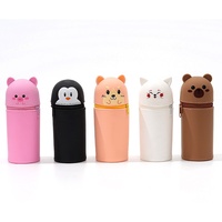 Étui à crayons pliable en silicone en forme d'animal, porte-crayons de dessin animé et sac/pochette de papeterie pour enfants et adolescents, sac à crayons de rangement