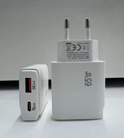 Cargador Rápido PD Tipo-C de 65W con Enchufe EU/US, Adaptador de Corriente USB-C de 65W, Adaptador para Teléfono Móvil USB C, Cargador de Pared con Carga Rápida 3.0