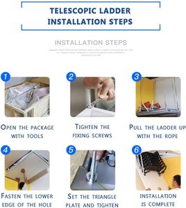 Tùy chỉnh có thể thu vào nhôm gấp cầu thang thép gác mái <span class=keywords><strong>Loft</strong></span> thang với cửa hầm - Product Image 4