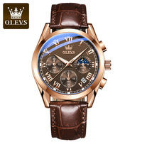 Jam Tangan Pria OLEVS 2871 Chronograph Tahan Air Fase Bulan Multifungsi Arloji Pria Bisnis Original Quartz untuk Pria