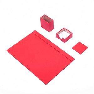 4-Piece Cute Style Quality Leather <b>Desk</b> Set Includes <b>Desk</b> <b>Pad</b> Pen Box Organizer Mesh Metal Office Accessories Office Supplies - Product Image 1