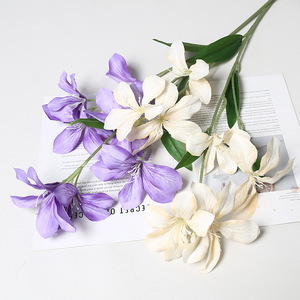 Lichao Artificial Flame Orchid 7 Heads <b>Silk</b> <b>Flower</b> For Wedding Home Garden Decoration - Product Image 3