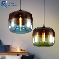 Lampe suspendue LED moderne nordique ronde en fer et verre pour chambre à coucher et salle à manger