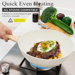 Bst nhà bếp Wares bán buôn 12 cái trắng chậu và chảo không dính Cookware sets Chất lượng cao Granite nhôm với Frying Chảo Set - Product Image 5