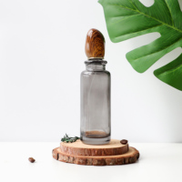 Flacon vaporisateur de parfum en verre gris vide de 80 ml, série pétales de fleurs, contenants cosmétiques scellés