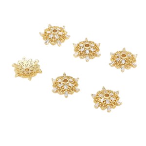 Flower Shape Zircon <b>Set</b> <b>Bead</b> Cap 13.9mm 1.8mm Hole Jewelry Finding DIY Accessory Silver Gold Color - Product Image 5