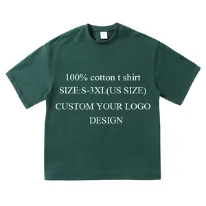 Customพิมพ์เสื้อยืดบุรุษTeeเสื้อหนาผ้าฝ้าย 100% เสื้อยืดเฮฟวี่เวทธรรมดาขนาดใหญ่MockคอTshirtสําหรับชาย