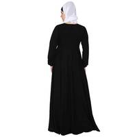 Robe longue islamique en lin pour femmes, coupe parapluie, Abaya noire de Dubaï, manches longues, robe ample pour femmes