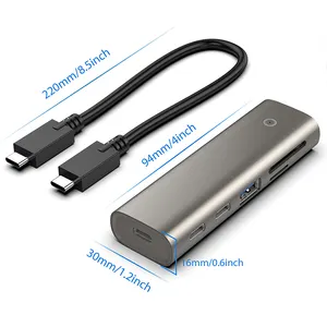 HUB USB 2TB Pembaca Kartu Memori, Penulis Pembaca Kartu Memori 10Gbps USB Tipe C Hub