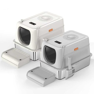 Bac à litière pour chat en acier inoxydable à double couche, grand, inodore, facile à nettoyer, accessoires de litière pour chat de qualité supérieure - Product Image 1