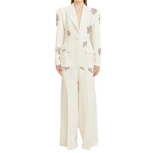 Disponibile Novità 2025 Completo da Donna Elegante da Ufficio Stile Europeo con Strass Blazer a Bottone Singolo e <span class=keywords><strong>Pantaloni</strong></span> Larghi 2 Pezzi - Product Image 2