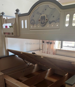 Heiß Begehrtes Massivholz-Etagenbett für Kinder, Modernes Rosa Prinzessinnen-Bett für Mädchen mit Bücherregal, Luxuriöses Kinderbett in Vielfältigen Designs - Product Image 6