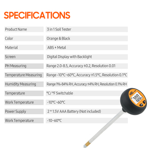 Smart <span class=keywords><strong>Sensor</strong></span> nuovo misuratore di umidità <span class=keywords><strong>PH</strong></span> del suolo tester di temperatura 3 in 1 misuratore di terreno - Product Image 6