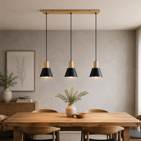 Luminaire suspendu E27 minimaliste nordique, décoration moderne pour loft, salle à manger, luminaire suspendu en bois nordique