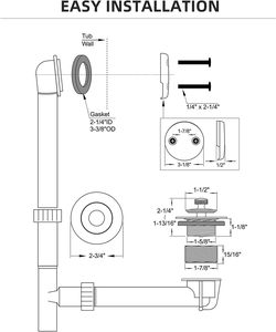 Precio de fábrica: Kit de conversión de desagüe de bañera de 1-1/2" y 1-1/4" con sistema de elevación y giro, construcción totalmente en latón - Product Image 3