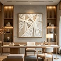 Tableau mural abstrait fait main nœud tissu 3D style boho, art textile minimaliste pour salon