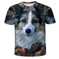 Tiefe Männer verschiedene Design plus Größe Hund 3D-Druck T-Shirt Rundhals ausschnitt Kurzarm 3D Hund Welpen T-Shirts