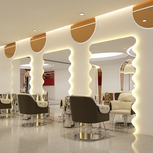 Miroir de beauté rétro léger et luxueux pour salon de <span class=keywords><strong>coiffure</strong></span>, salon de <span class=keywords><strong>coiffure</strong></span>, salon de <span class=keywords><strong>coiffure</strong></span>, atmosphère LED tricolore réglable - Product Image 5