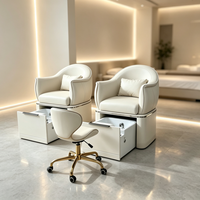 Fauteuil de pédicure de luxe en gros avec bac à pédicure extractible, design de baignoire, fauteuil de massage pour les pieds avec robinet, inclinable, pour salon, OEM