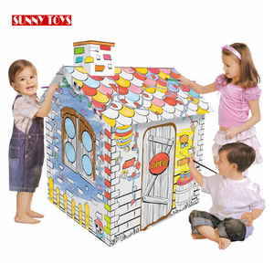 De <span class=keywords><strong>dibujo</strong></span> diy juguete 3D niños de papel artesanal playhouse hecho a mano graffiti caja de cartón casa de juegos para los niños - Product Image 2