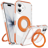 Coque de luxe magnétique antichoc transparente hybride avec support anneau rotatif à 360° pour iPhone 17 18 Pro Max – Vente en gros