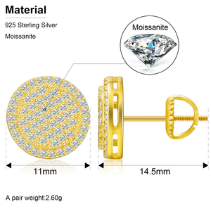 Pass Diamond Tester Diamond 925 Sterling <strong>Silver</strong> Screw Back Micro Paved Moissanite Stud Earring Men <strong>Fashion</strong> <strong>Jewelry</strong> - Product Image 6