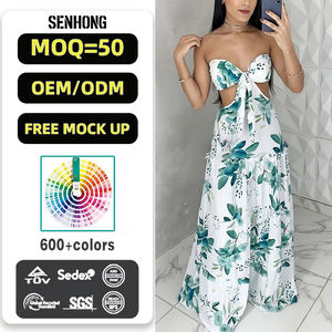 <span class=keywords><strong>Robe</strong></span> <span class=keywords><strong>longue</strong></span> d'<span class=keywords><strong>été</strong></span> pour femmes, tenue chic en gros personnalisée, sans bretelles, découpe à la taille, bretelles fines - Product Image 1
