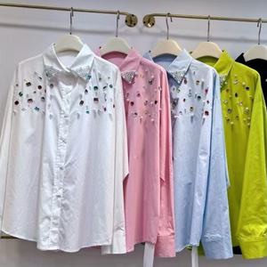 Eleganti Camicie con Perle per Donne, Bluse Larghe a Maniche Lunghe, Moda Y2k, Nuovi Top <span class=keywords><strong>Chic</strong></span> Femminili, <span class=keywords><strong>Abbigliamento</strong></span> <span class=keywords><strong>Donna</strong></span> - Product Image 6