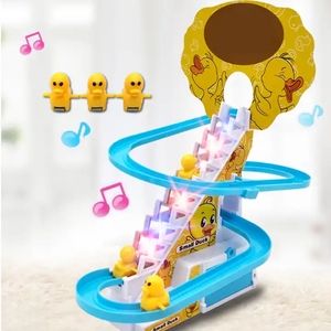 Trẻ em Vịt cạnh tranh thiết lập cầu thang leo theo dõi khe máy đồ chơi LED flash và âm nhạc vịt nhỏ đồ chơi - Product Image 3