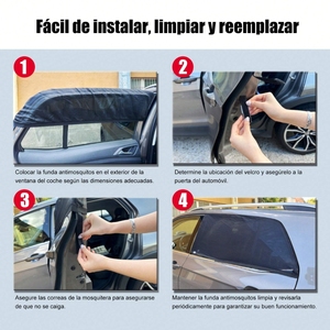 Set di parasole per finestrino auto in 2 pezzi, tendine per parabrezza anteriore e posteriore, per cinturini in Velcro, materiale in rete per protezione solare - Product Image 3