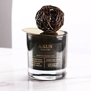 AIKUN Minimalist Round Glass Long Burning Private Label Scented <b>Candle</b> Container <b>Candle</b> for Yoga Studio - Product Image 2