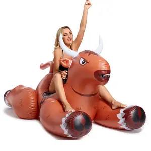 Inflatable Bull Hồ Bơi Float Lớn Thổi lên Đi Xe Trên Hồ Bơi Floatie Đảng Đồ Chơi Cho Người Lớn Với Mạnh Mẽ Vinyl Nhanh Chóng Van